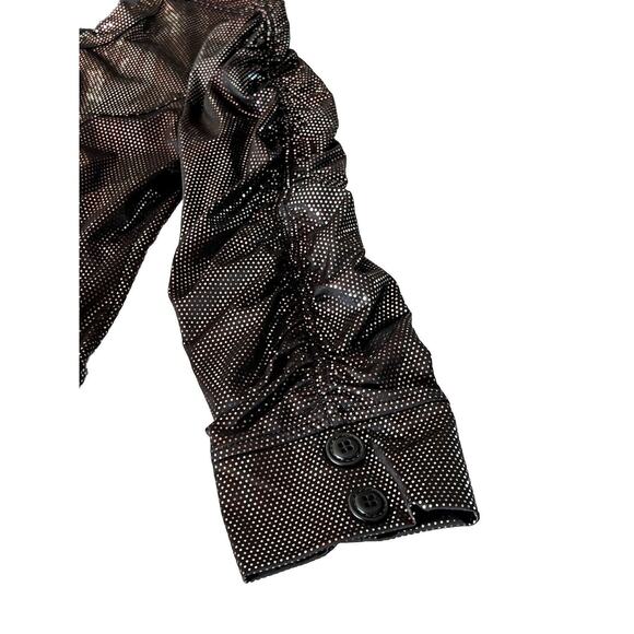 Clara Sun Woo Shiny Metallic Dot Dress Jacket Zip Up Size Medium - Picture 5 of 11